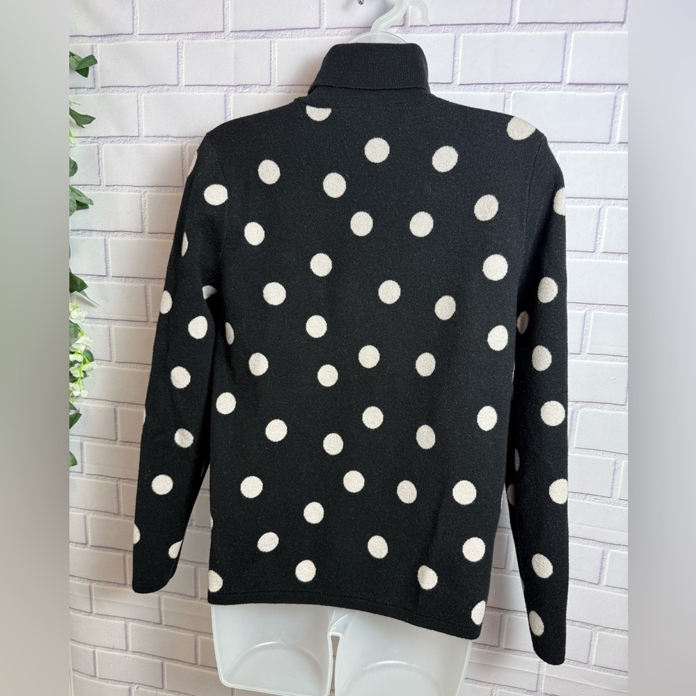 Ann Taylor Black & White Polka Dot Turtleneck Sweater Sz L Soft Knit Classic - Picture 10 of 12